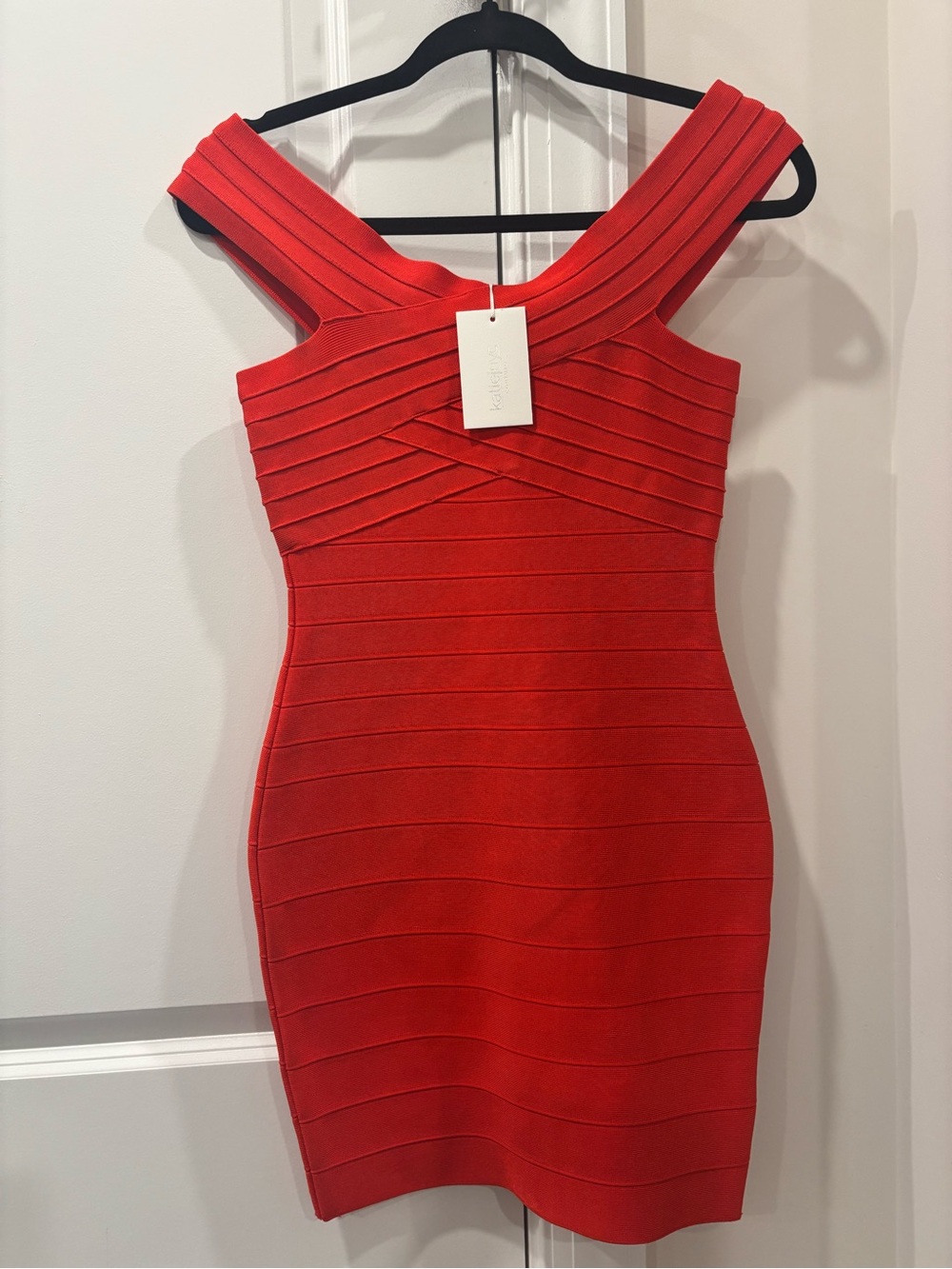 Katie J NYC Red Off-Shoulder Bandage Mini Dress- Junior size